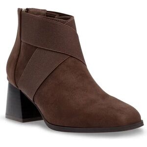 Anne Klein brown Rivka block heel ankle booties NEW